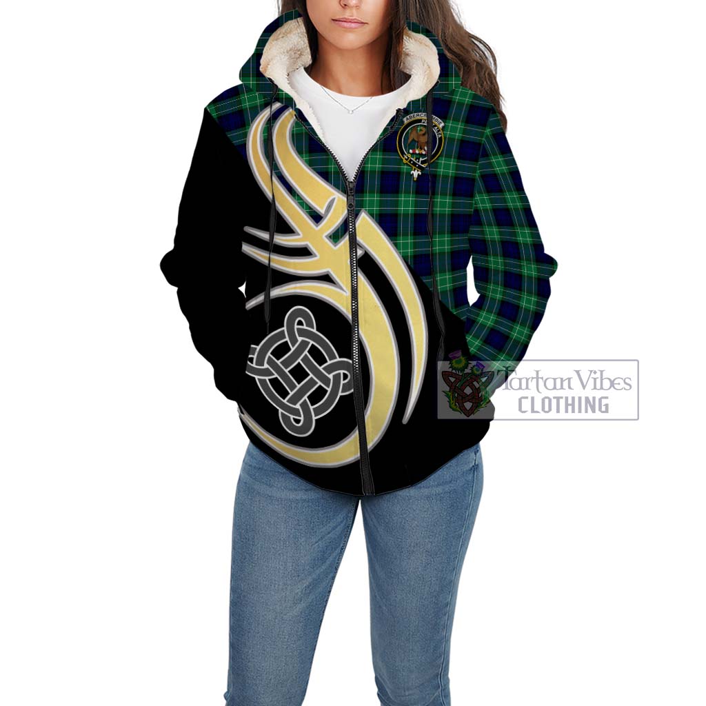 Abercrombie Tartan Sherpa Hoodie with Family Crest and Celtic Symbol Style Unisex - Tartan Vibes Clothing