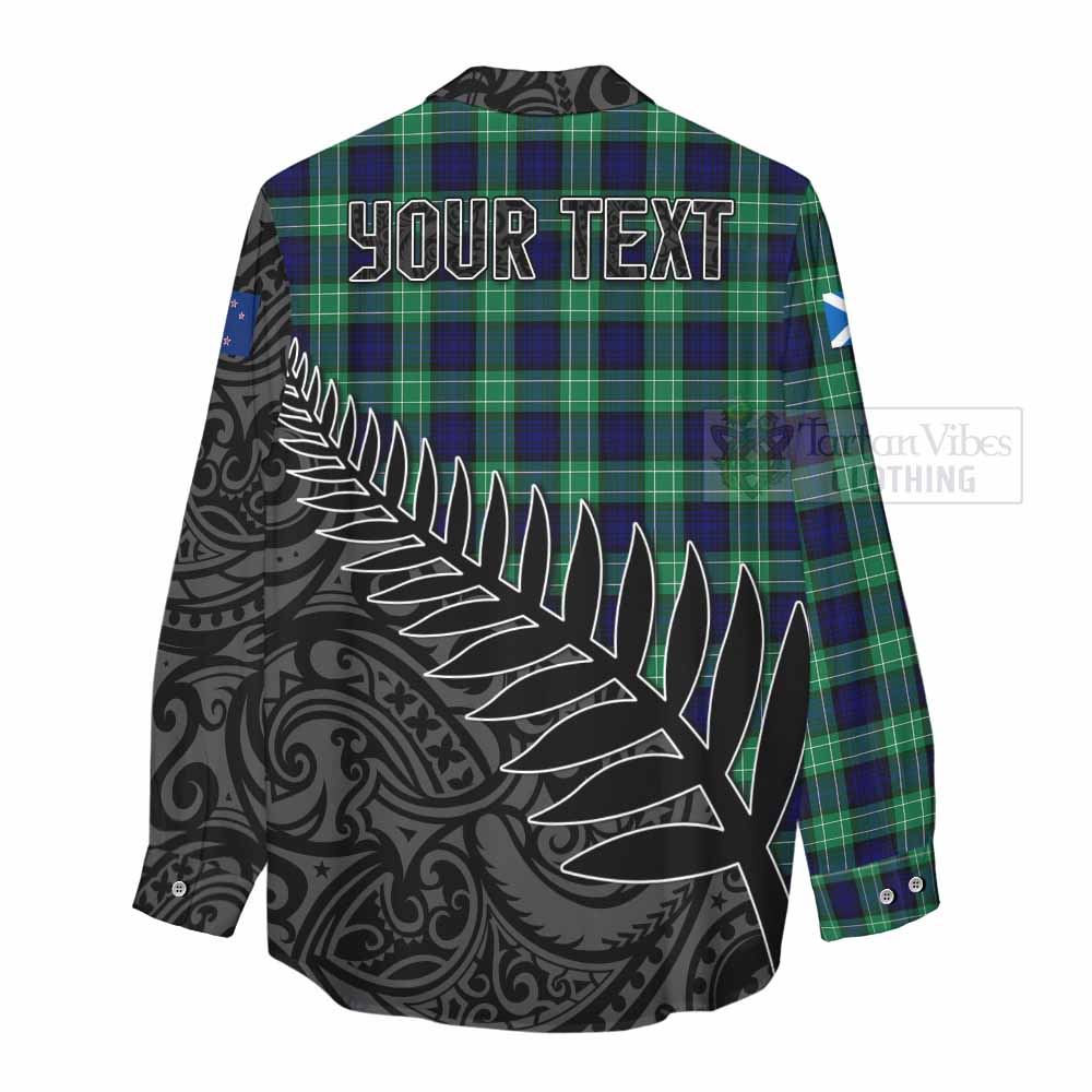 Tartan Vibes Clothing Abercrombie Crest Tartan Women's Casual Shirt with New Zealand Silver Fern Half Style