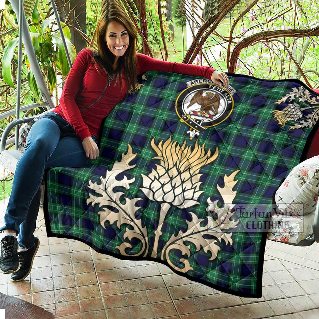 Tartan Vibes Clothing Abercrombie Tartan Quilt with Family Crest and Golden Thistle Style