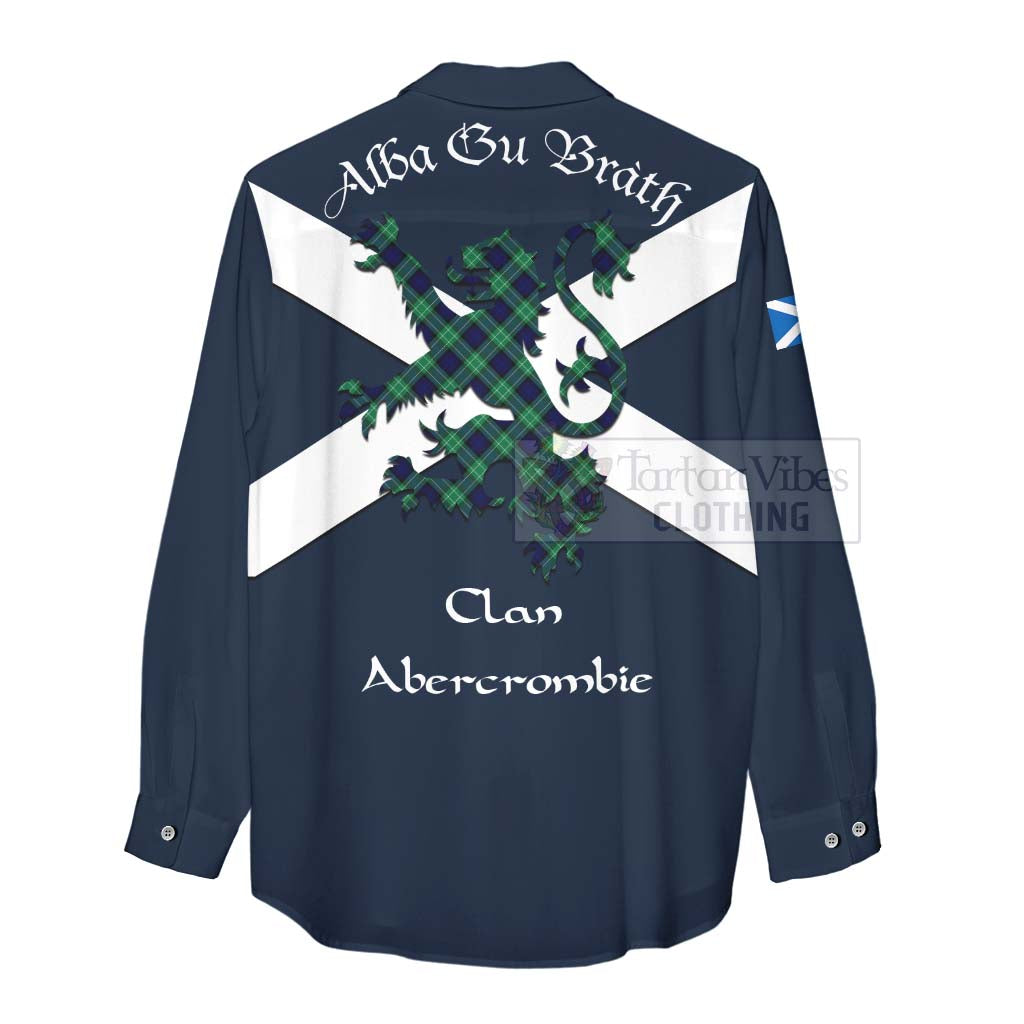 Tartan Vibes Clothing Abercrombie Tartan Lion Rampant Women's Casual Shirt Proudly Display Your Heritage with Alba Gu Brath and Clan Name