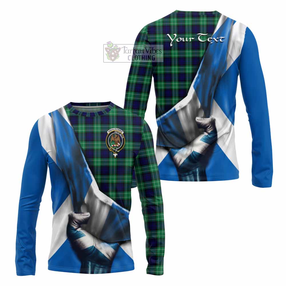 Tartan Vibes Clothing Abercrombie Tartan Long Sleeve T-Shirt with Family Crest Scotland Patriotic Style