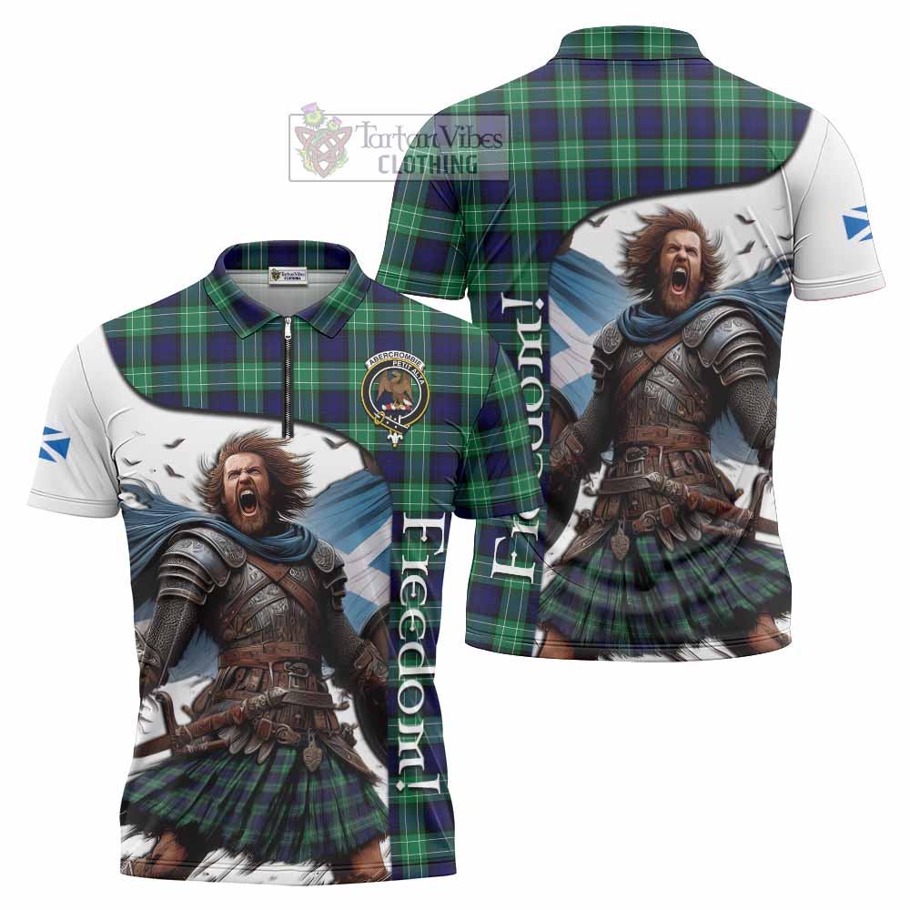 Tartan Vibes Clothing Abercrombie Crest Tartan Zipper Polo Shirt Inspired by the Freedom of Scottish Warrior