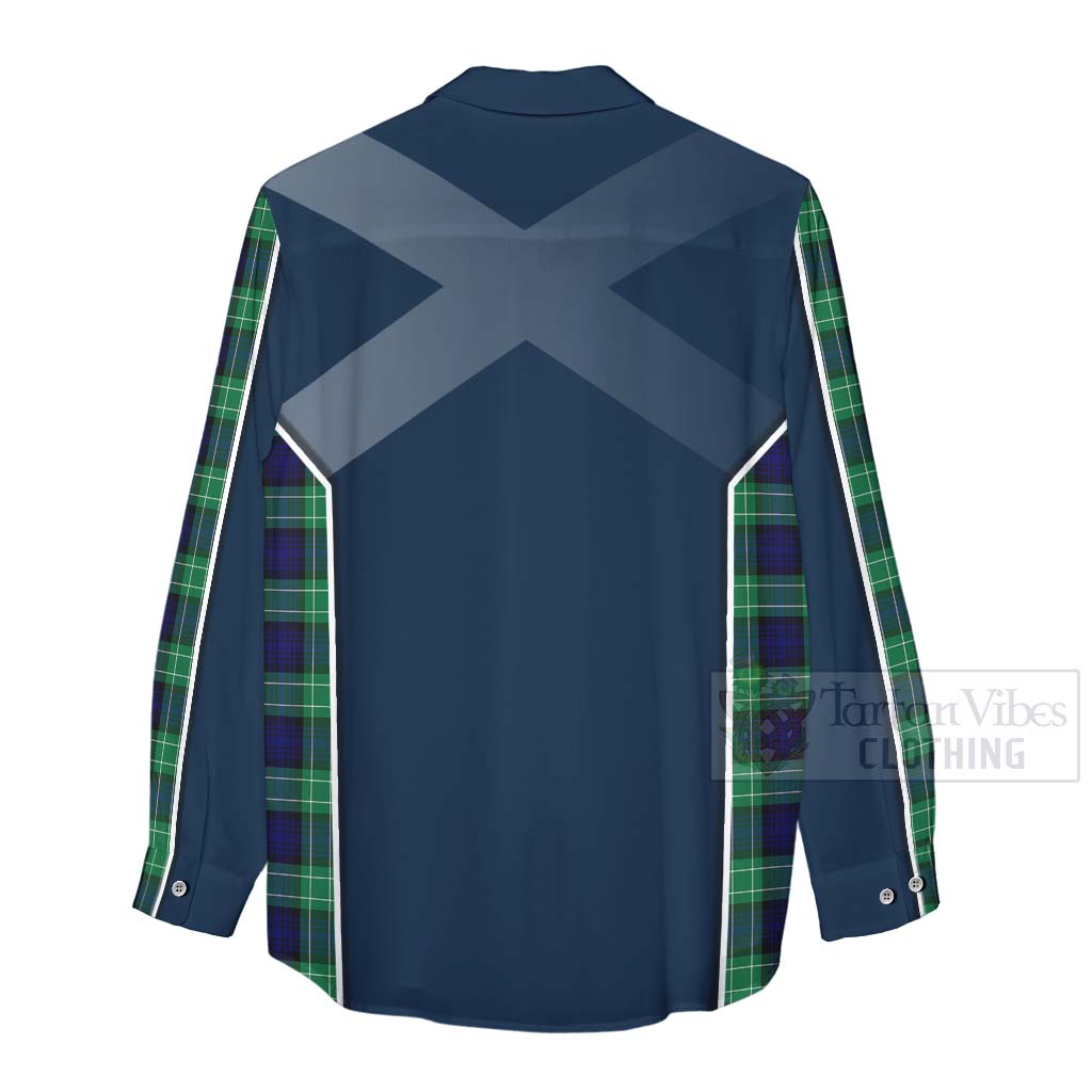 Tartan Vibes Clothing Abercrombie Tartan Women's Casual Shirt with Family Crest and Scottish Thistle Vibes Sport Style