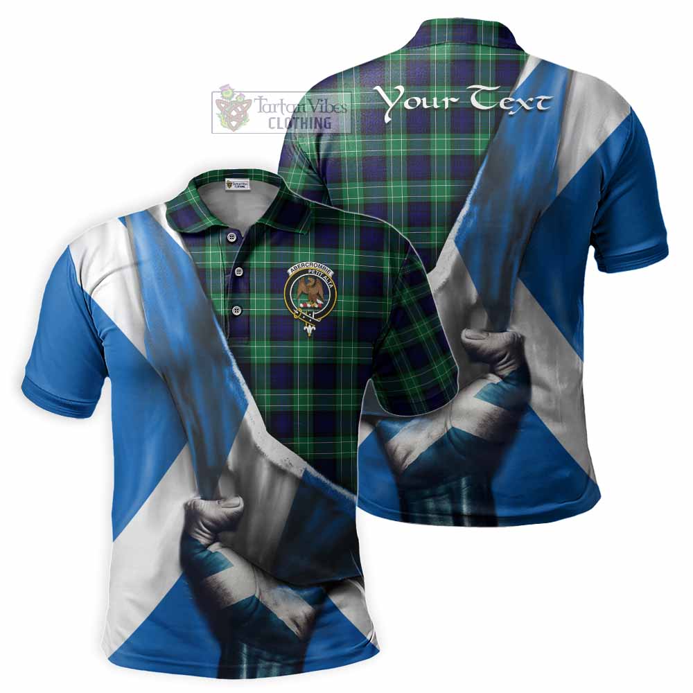 Tartan Vibes Clothing Abercrombie Tartan Polo Shirt with Family Crest Scotland Patriotic Style