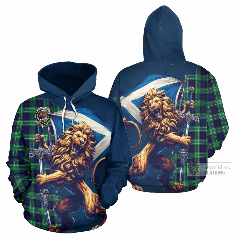 Abercrombie Tartan Family Crest Hoodie with Scottish Majestic Lion