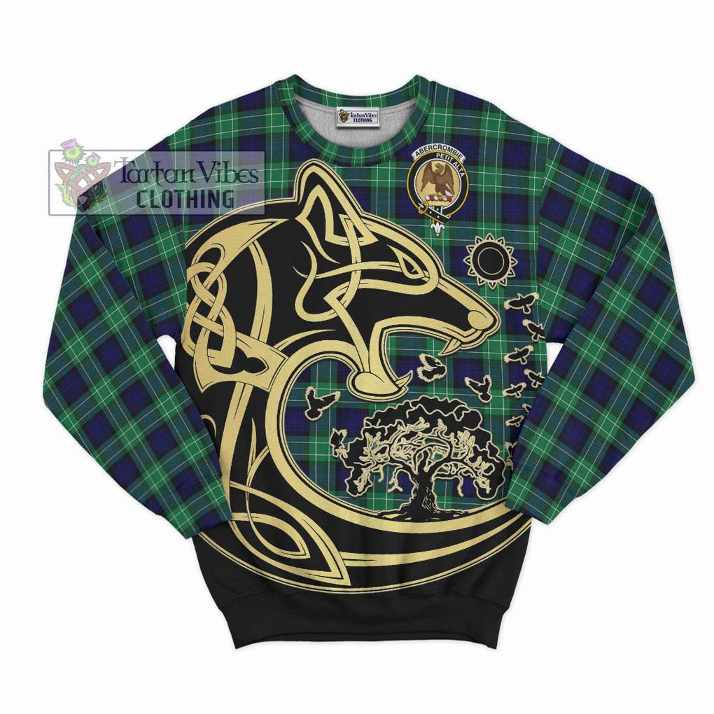 Abercrombie Tartan Sweatshirt with Family Crest Celtic Wolf Style - Tartan Vibes Clothing