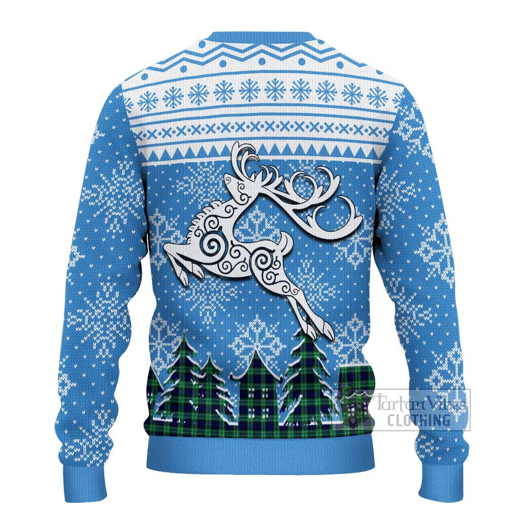 Tartan Vibes Clothing Abercrombie Clan Christmas Ugly Sweater with Tartan and Celtic Raindeer Style