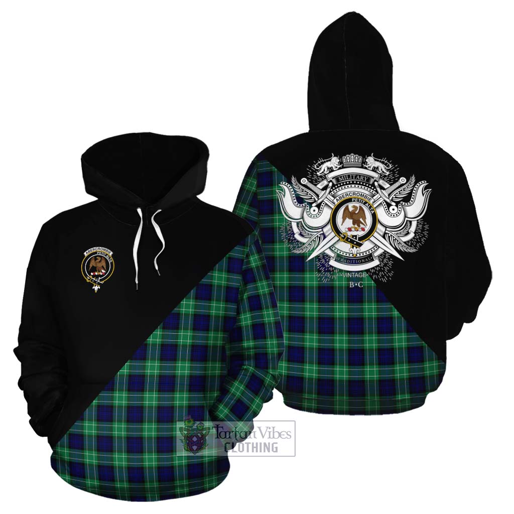 Tartan Vibes Clothing Abercrombie Tartan Cotton Hoodie with Family Crest and Military Logo Style