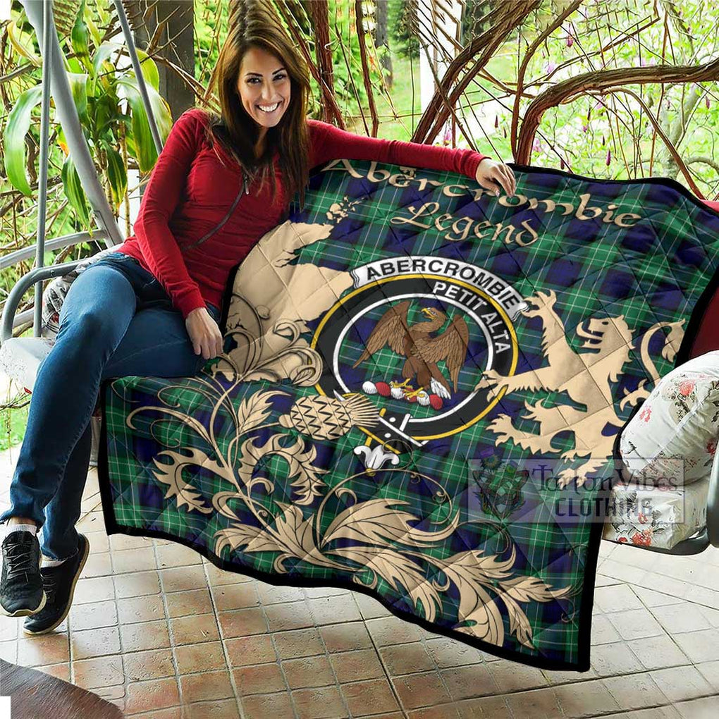 Tartan Vibes Clothing Abercrombie Tartan Quilt with Family Crest and Scottish Symbol Style