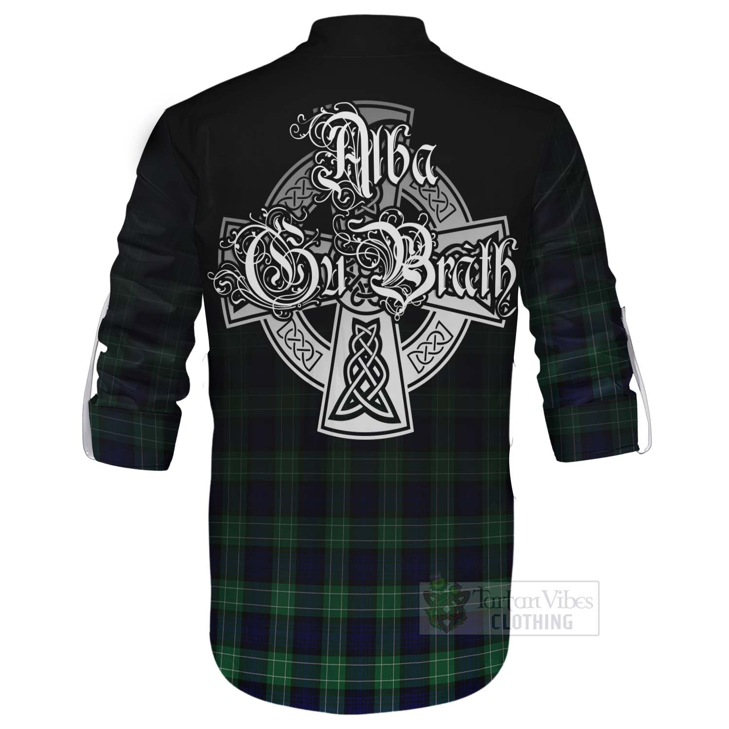 Tartan Vibes Clothing Abercrombie Tartan Ghillie Kilt Shirt Featuring Alba Gu Brath Family Crest Celtic Inspired