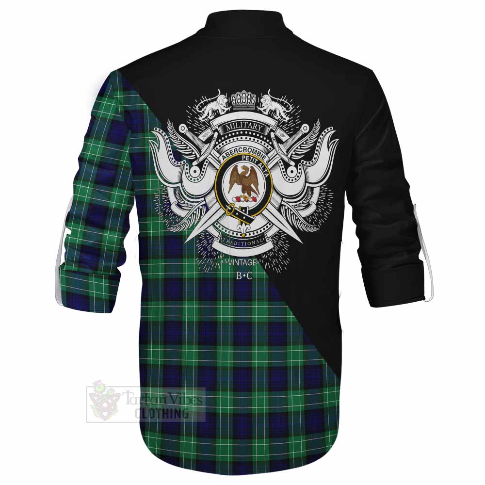 Tartan Vibes Clothing Abercrombie Tartan Ghillie Kilt Shirt with Family Crest and Military Logo Style