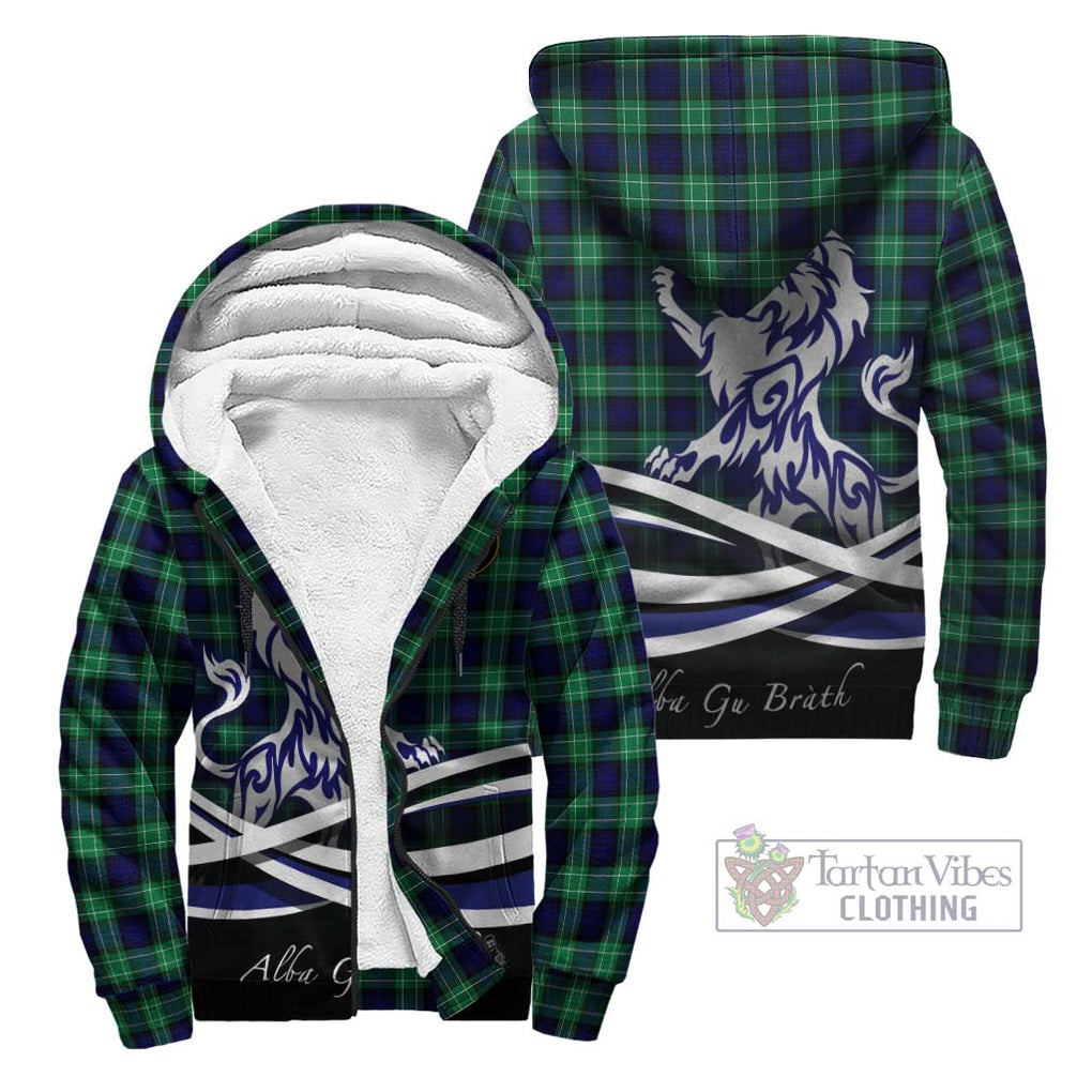 Abercrombie Tartan Sherpa Hoodie with Alba Gu Brath Regal Lion Emblem Unisex - Tartanvibesclothing Shop