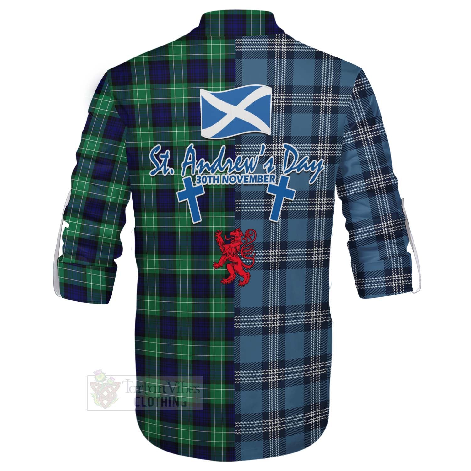 Tartan Vibes Clothing Abercrombie Tartan Ghillie Kilt Shirt Happy St. Andrew's Day Half Tartan Style