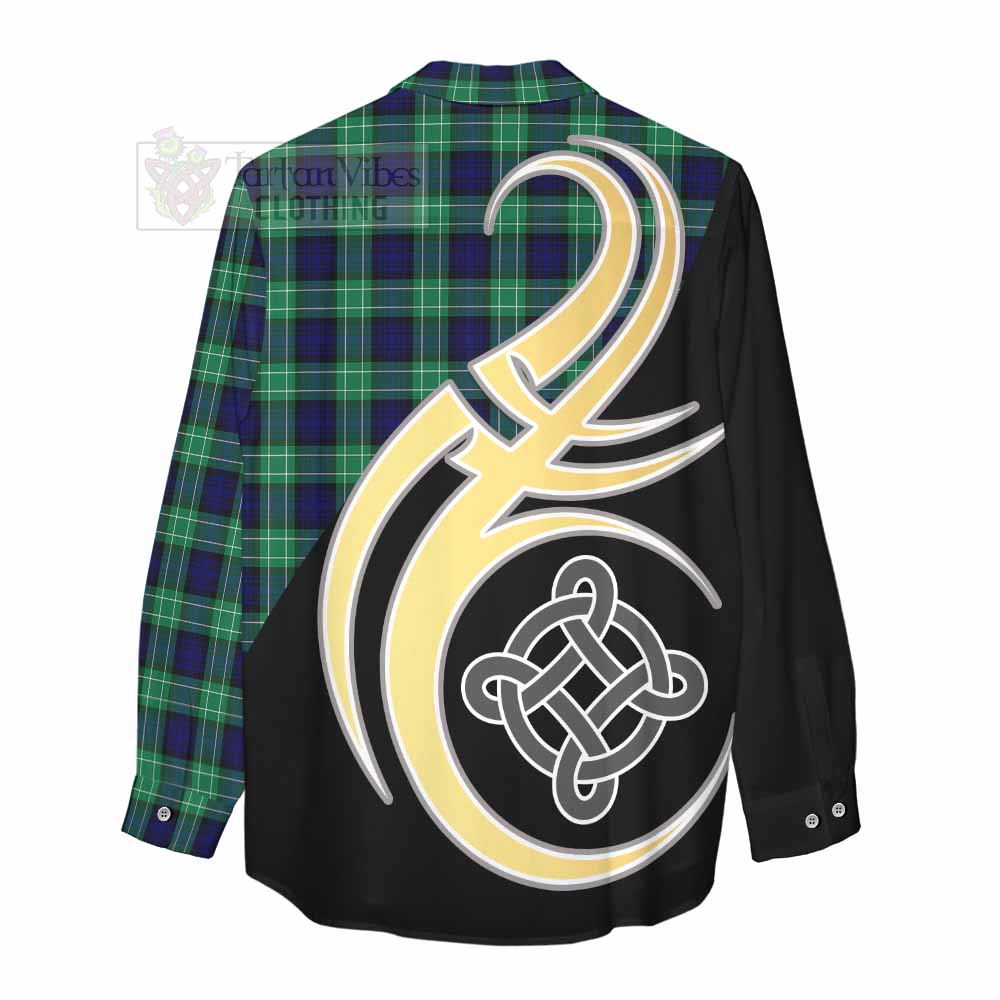 Tartan Vibes Clothing Abercrombie Tartan Women's Casual Shirt with Family Crest and Celtic Symbol Style