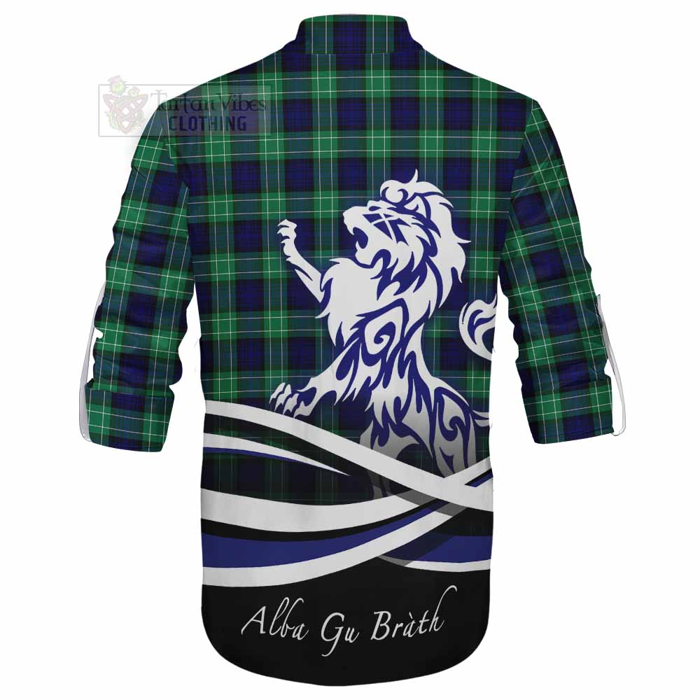 Tartan Vibes Clothing Abercrombie Tartan Ghillie Kilt Shirt with Alba Gu Brath Regal Lion Emblem