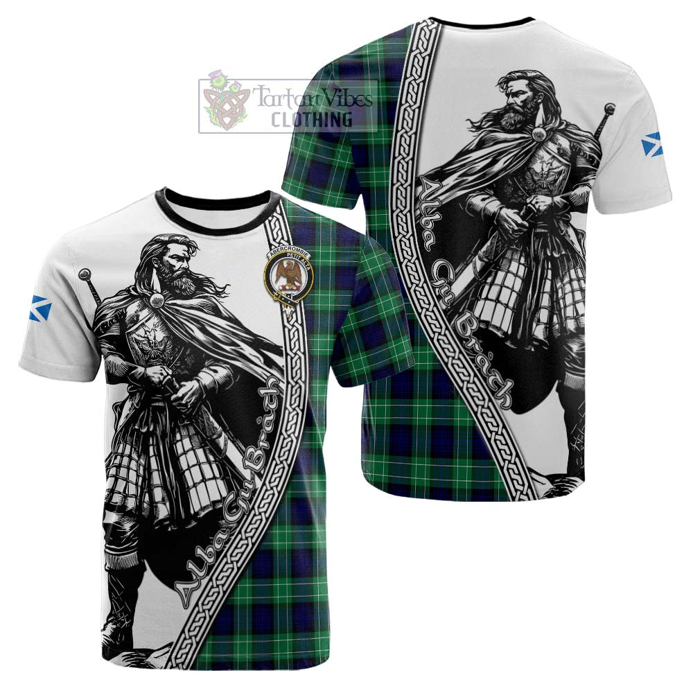 Abercrombie Tartan Clan Crest Cotton T-shirt with Highlander Warrior Celtic Style