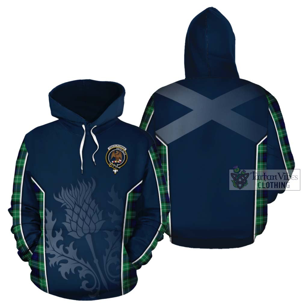 Tartan Vibes Clothing Abercrombie Tartan Cotton Hoodie with Family Crest and Scottish Thistle Vibes Sport Style