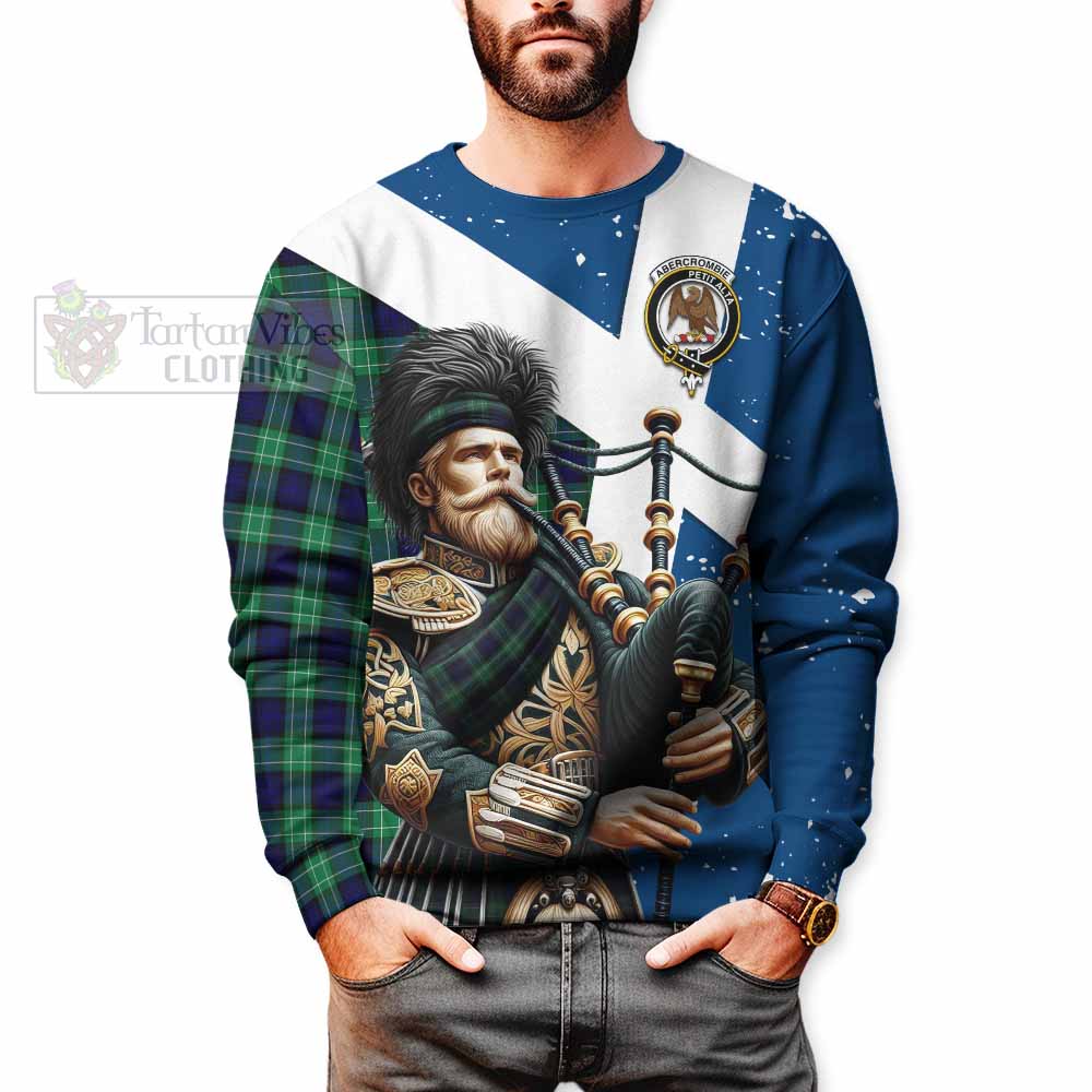 Tartan Vibes Clothing Abercrombie Tartan Sweatshirt with Family Crest Scottish Bagpiper Vibes