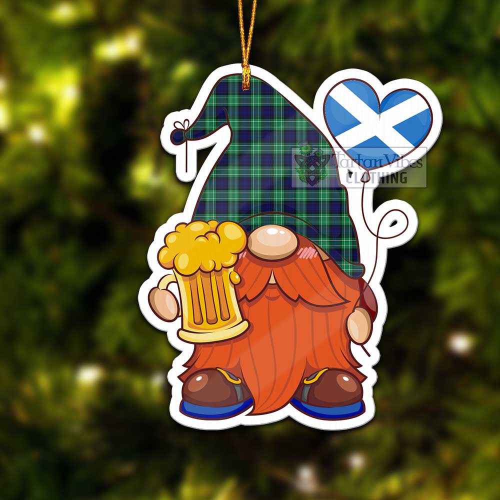 Tartan Vibes Clothing Abercrombie Tartan Gnome Holding Beer Glass Christmas Ornament with Personalized National Flag