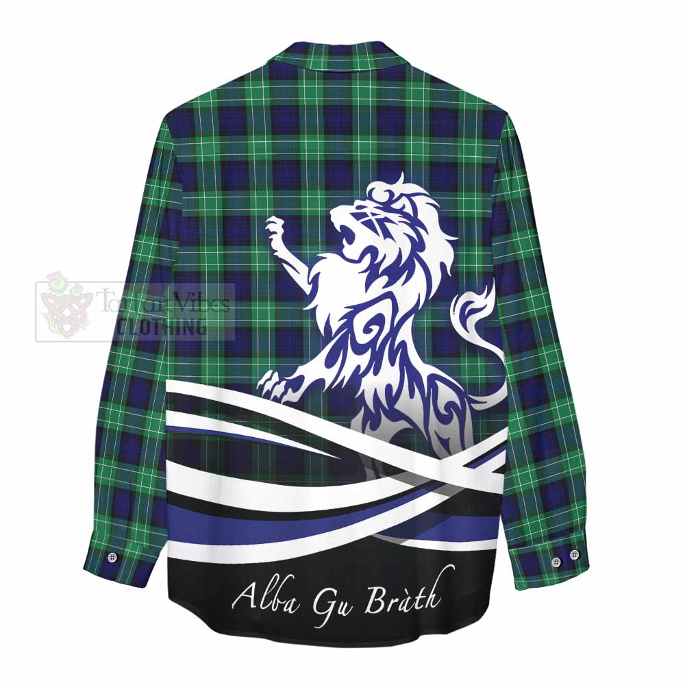 Tartan Vibes Clothing Abercrombie Tartan Women's Casual Shirt with Alba Gu Brath Regal Lion Emblem