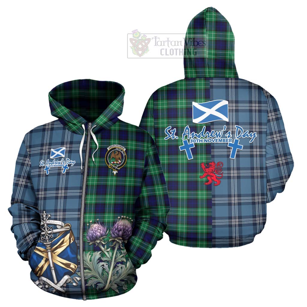 Tartan Vibes Clothing Abercrombie Tartan Hoodie Happy St. Andrew's Day Half Tartan Style