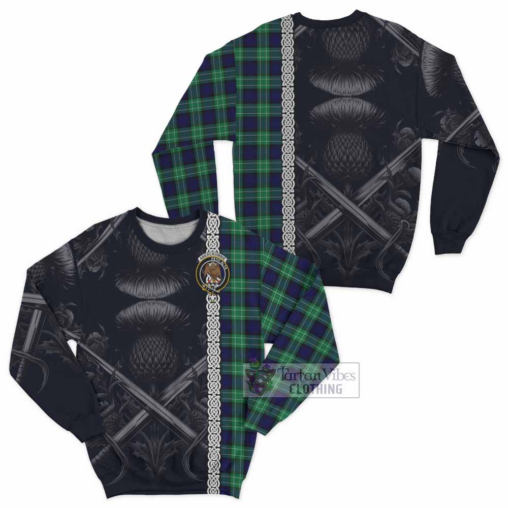 Tartan Vibes Clothing Abercrombie Tartan Sweatshirt with Family Crest Cross Sword Thistle Celtic Vibes