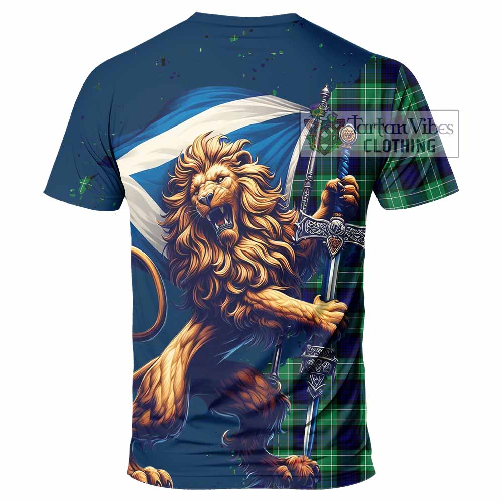 Tartan Vibes Clothing Abercrombie Tartan Family Crest T-Shirt with Scottish Majestic Lion