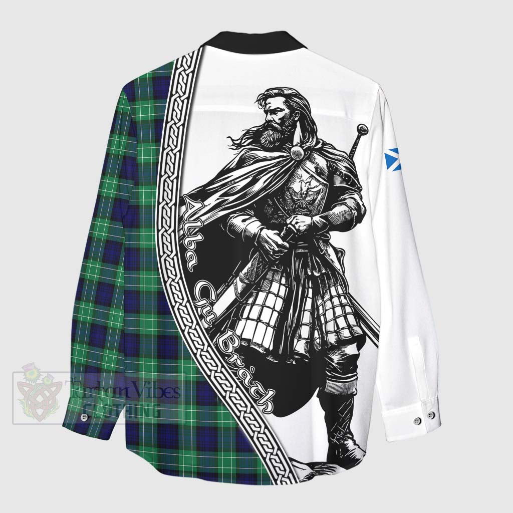 Tartan Vibes Clothing Abercrombie Tartan Clan Crest Women's Casual Shirt with Highlander Warrior Celtic Style