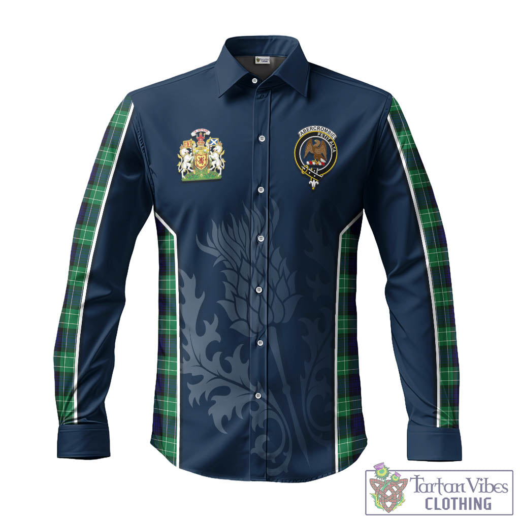 Tartan Vibes Clothing Abercrombie Tartan Long Sleeve Button Up Shirt with Family Crest and Scottish Thistle Vibes Sport Style