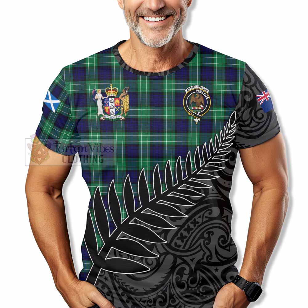 Tartan Vibes Clothing Abercrombie Crest Tartan T-Shirt with New Zealand Silver Fern Half Style