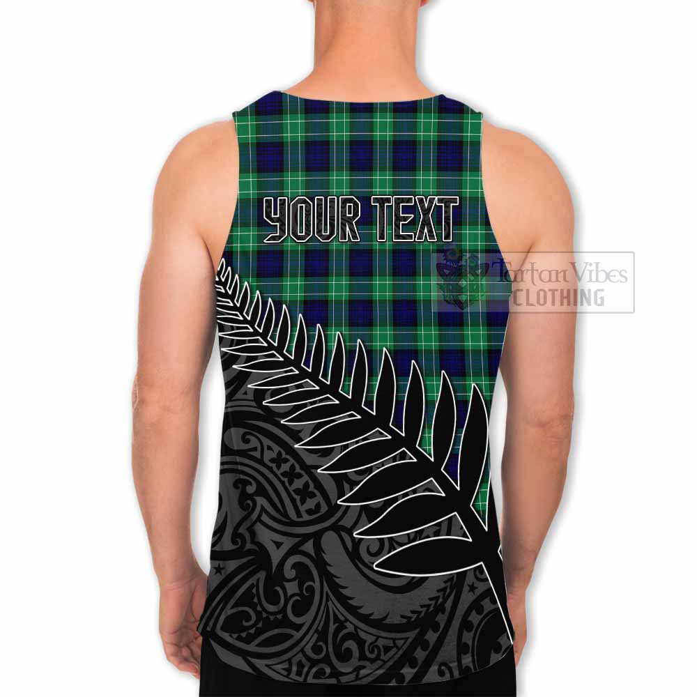 Tartan Vibes Clothing Abercrombie Crest Tartan Men's Tank Top with New Zealand Silver Fern Half Style