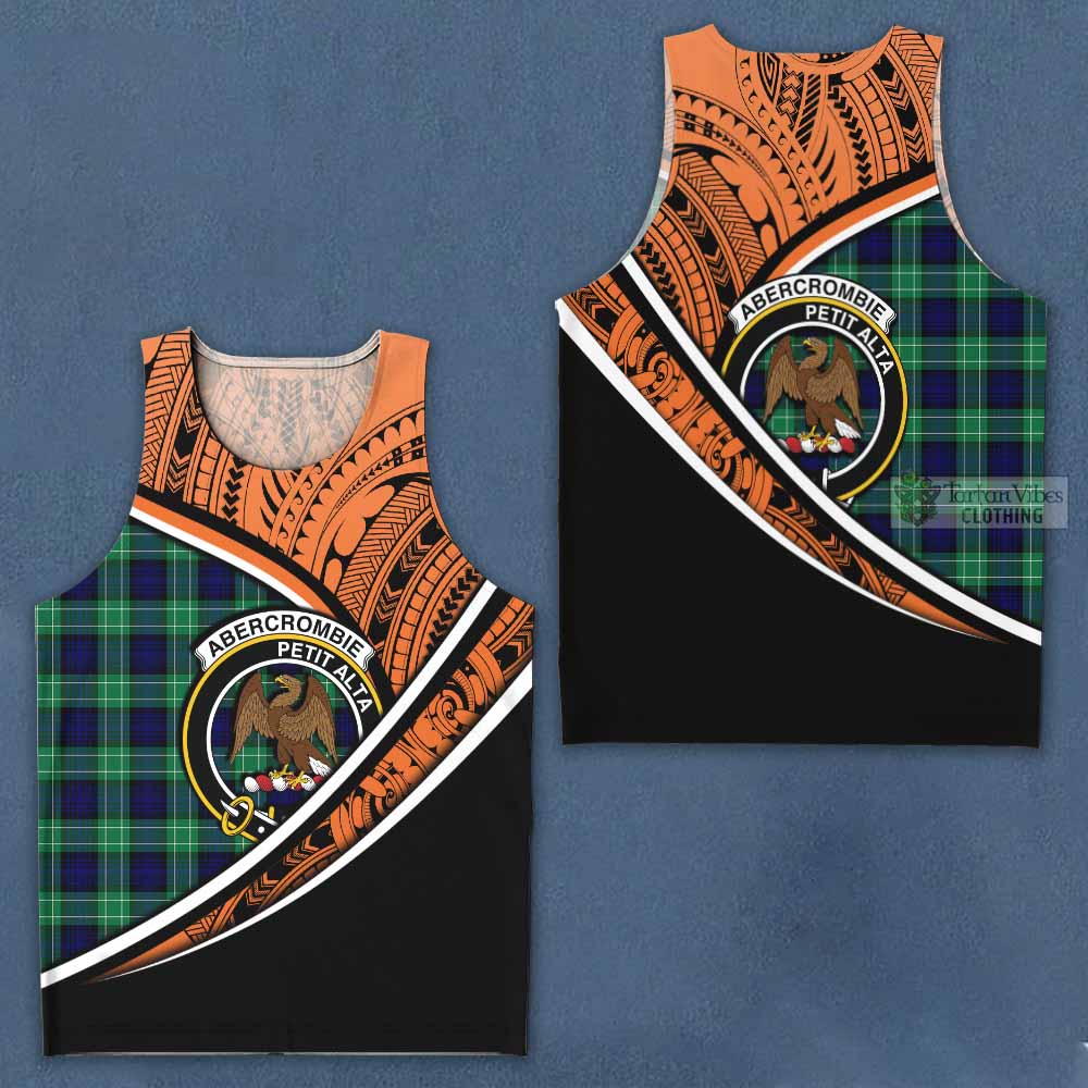 Tartan Vibes Clothing Abercrombie Crest Tartan Men's Tank Top with Maori Tattoo Style - Orange Version