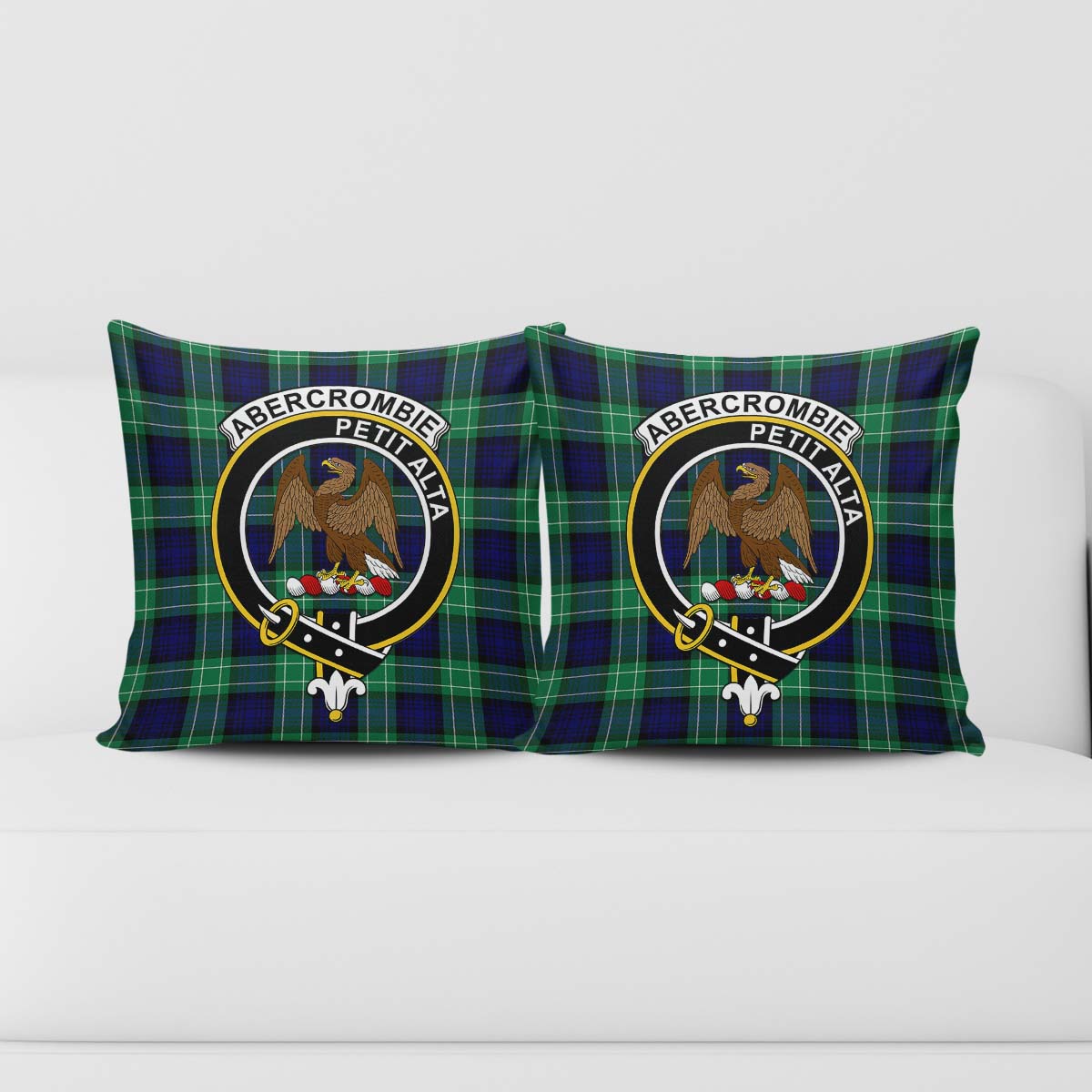 Abercrombie Tartan Pillow Cover with Family Crest - Tartanvibesclothing