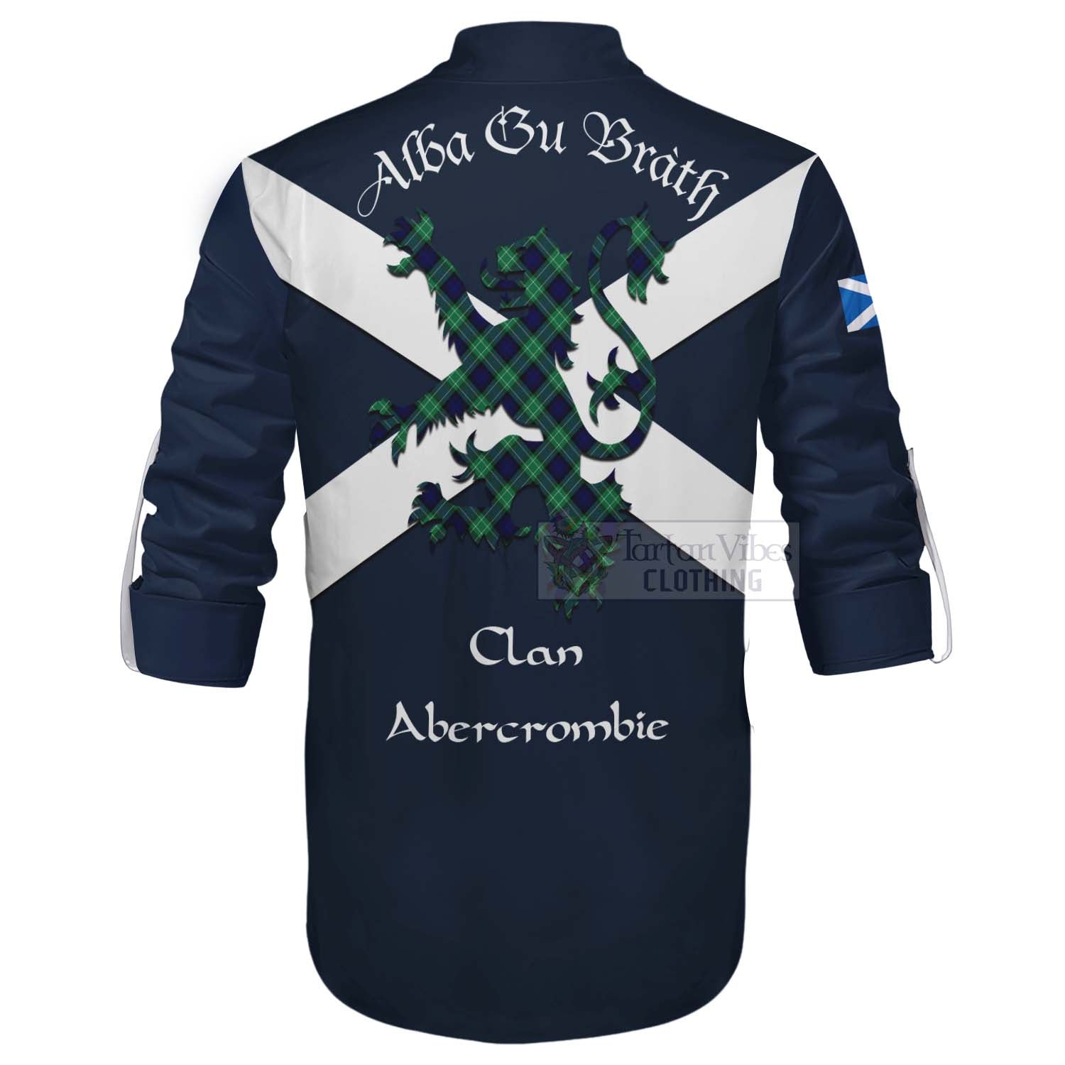 Tartan Vibes Clothing Abercrombie Tartan Lion Rampant Ghillie Kilt Shirt Proudly Display Your Heritage with Alba Gu Brath and Clan Name