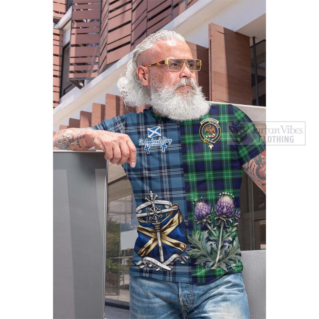 Tartan Vibes Clothing Abercrombie Tartan Cotton T-shirt Happy St. Andrew's Day Half Tartan Style