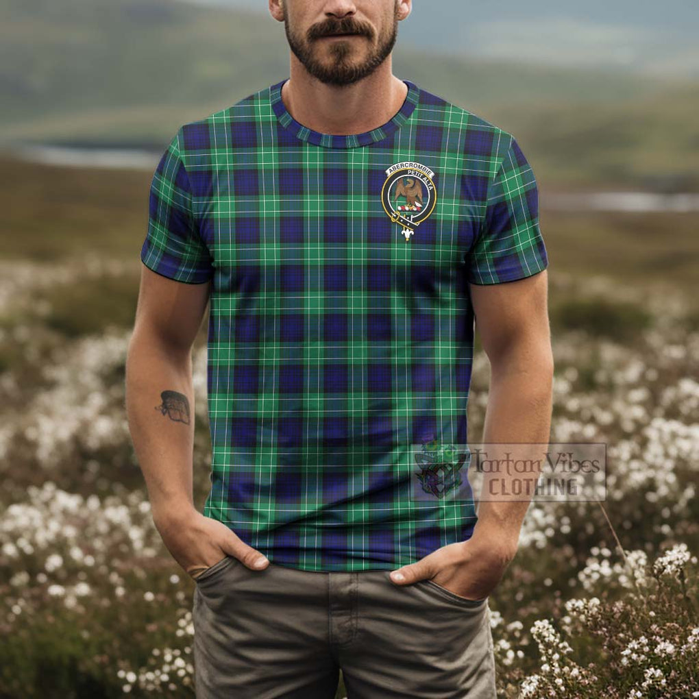 Tartan Vibes Clothing Abercrombie Tartan T-Shirt with Family Crest and Bearded Skull Holding Bottles of Whiskey