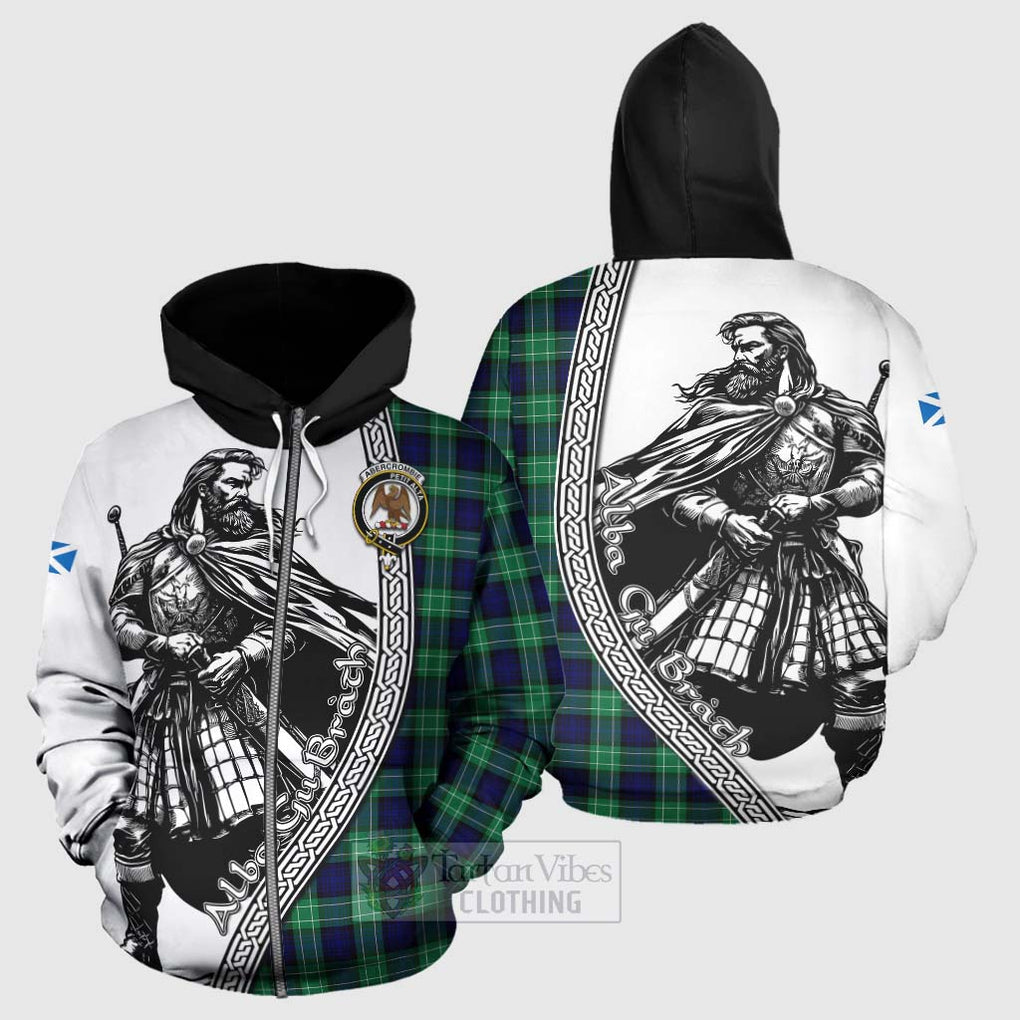 Tartan Vibes Clothing Abercrombie Tartan Clan Crest Hoodie with Highlander Warrior Celtic Style