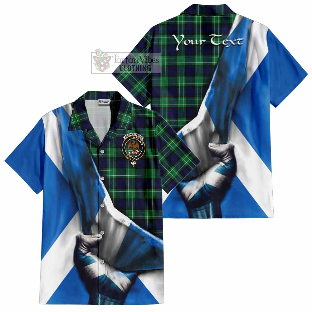 Tartan Vibes Clothing Abercrombie Tartan Short Sleeve Button Shirt with Family Crest Scotland Patriotic Style