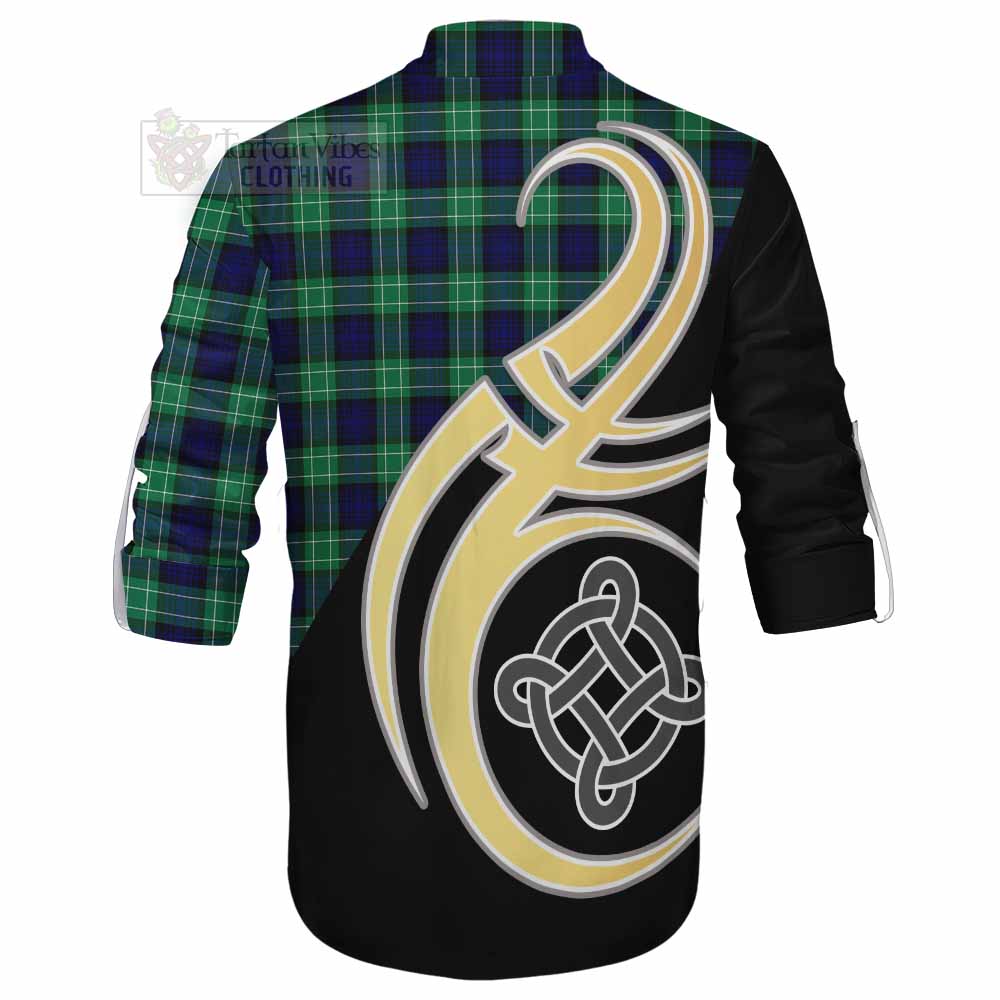 Tartan Vibes Clothing Abercrombie Tartan Ghillie Kilt Shirt with Family Crest and Celtic Symbol Style