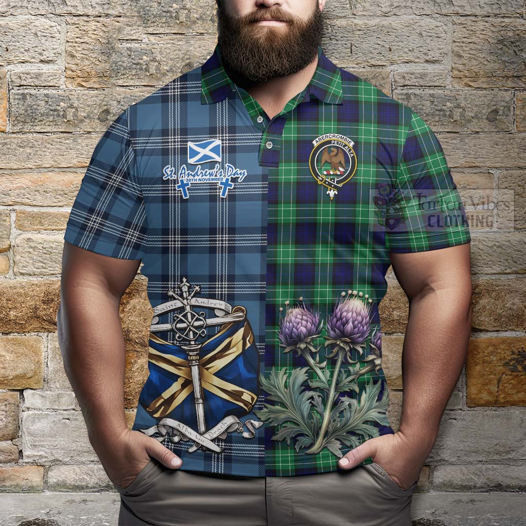 Tartan Vibes Clothing Abercrombie Tartan Polo Shirt Happy St. Andrew's Day Half Tartan Style