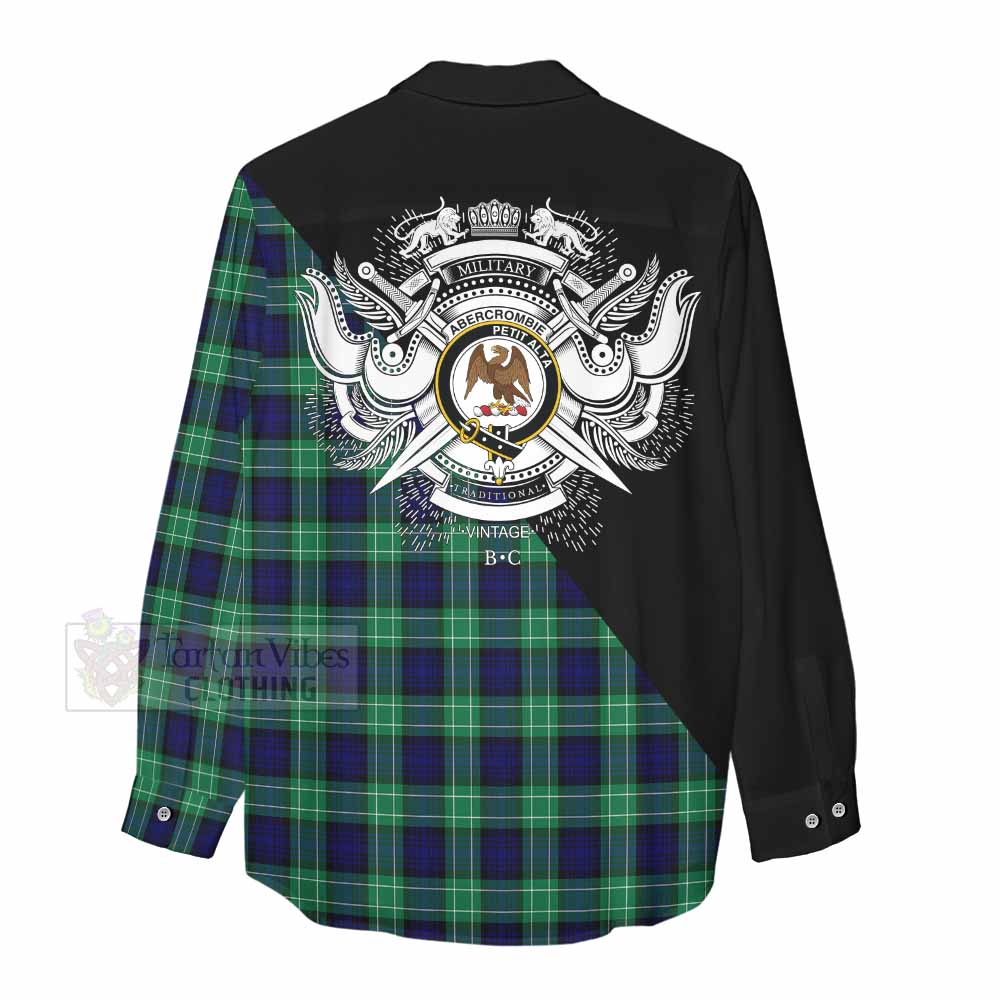 Tartan Vibes Clothing Abercrombie Tartan Women's Casual Shirt with Family Crest and Military Logo Style