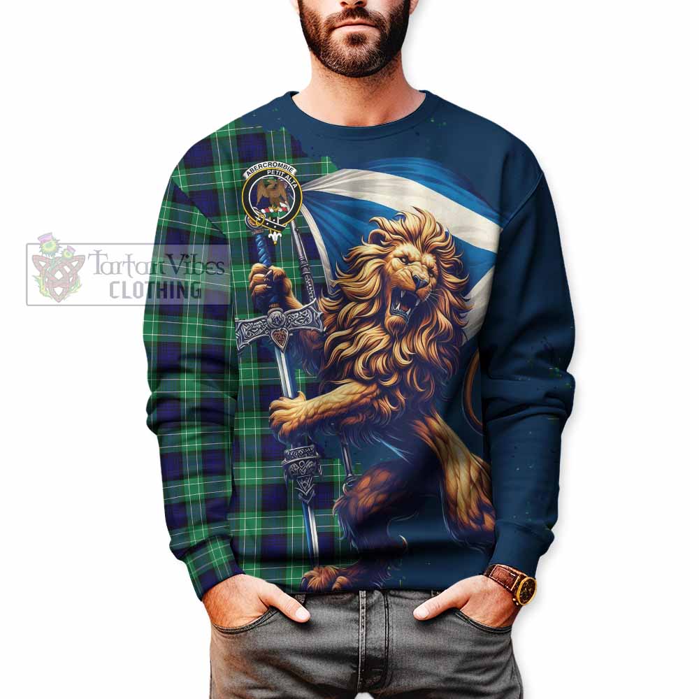 Tartan Vibes Clothing Abercrombie Tartan Family Crest Sweatshirt with Scottish Majestic Lion