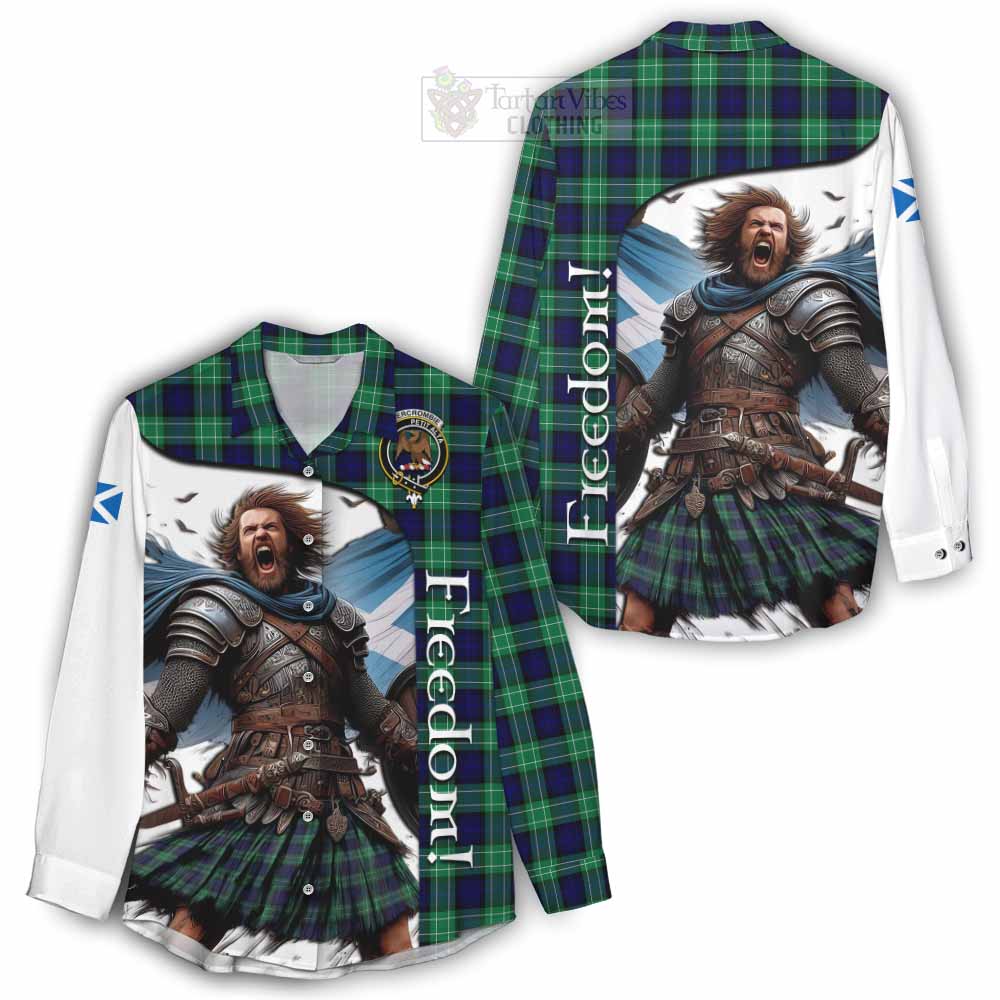 Tartan Vibes Clothing Abercrombie Crest Tartan Women's Casual Shirt Inspired by the Freedom of Scottish Warrior