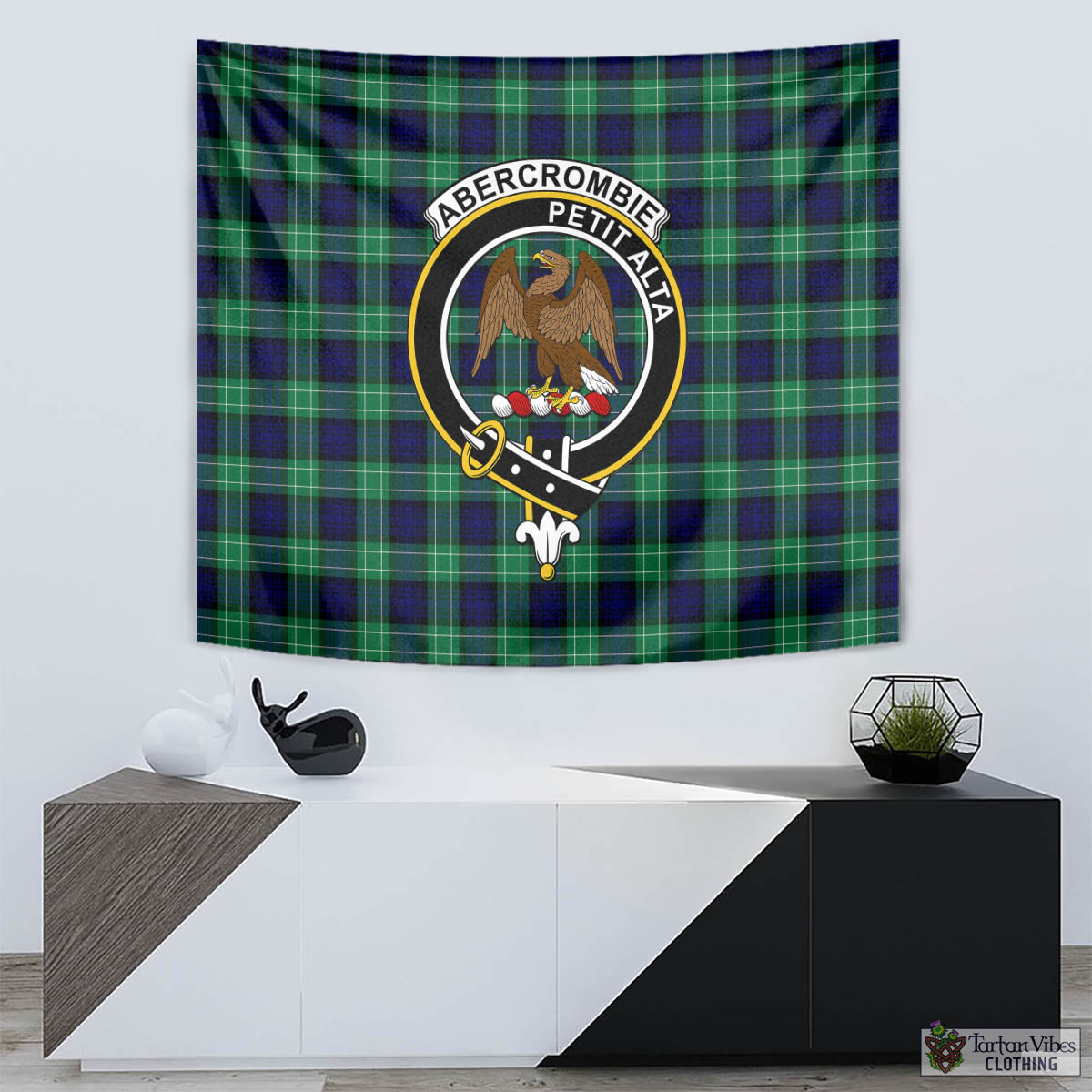 Tartan Vibes Clothing Abercrombie Tartan Tapestry Wall Hanging and Home Decor for Room with Family Crest