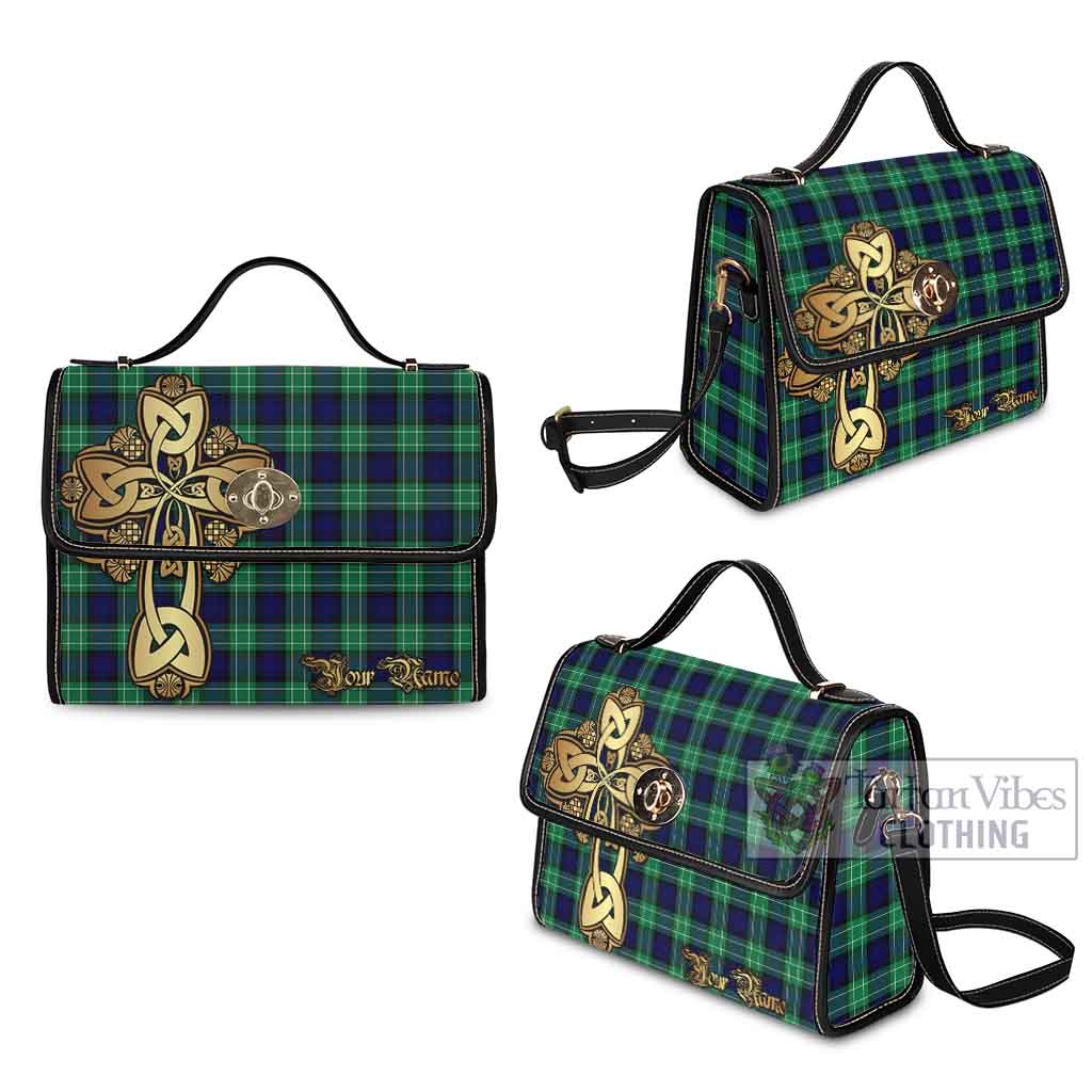 Tartan Vibes Clothing Abercrombie Tartan Waterproof Canvas Bag Golden Thistle Celtic Cross Style