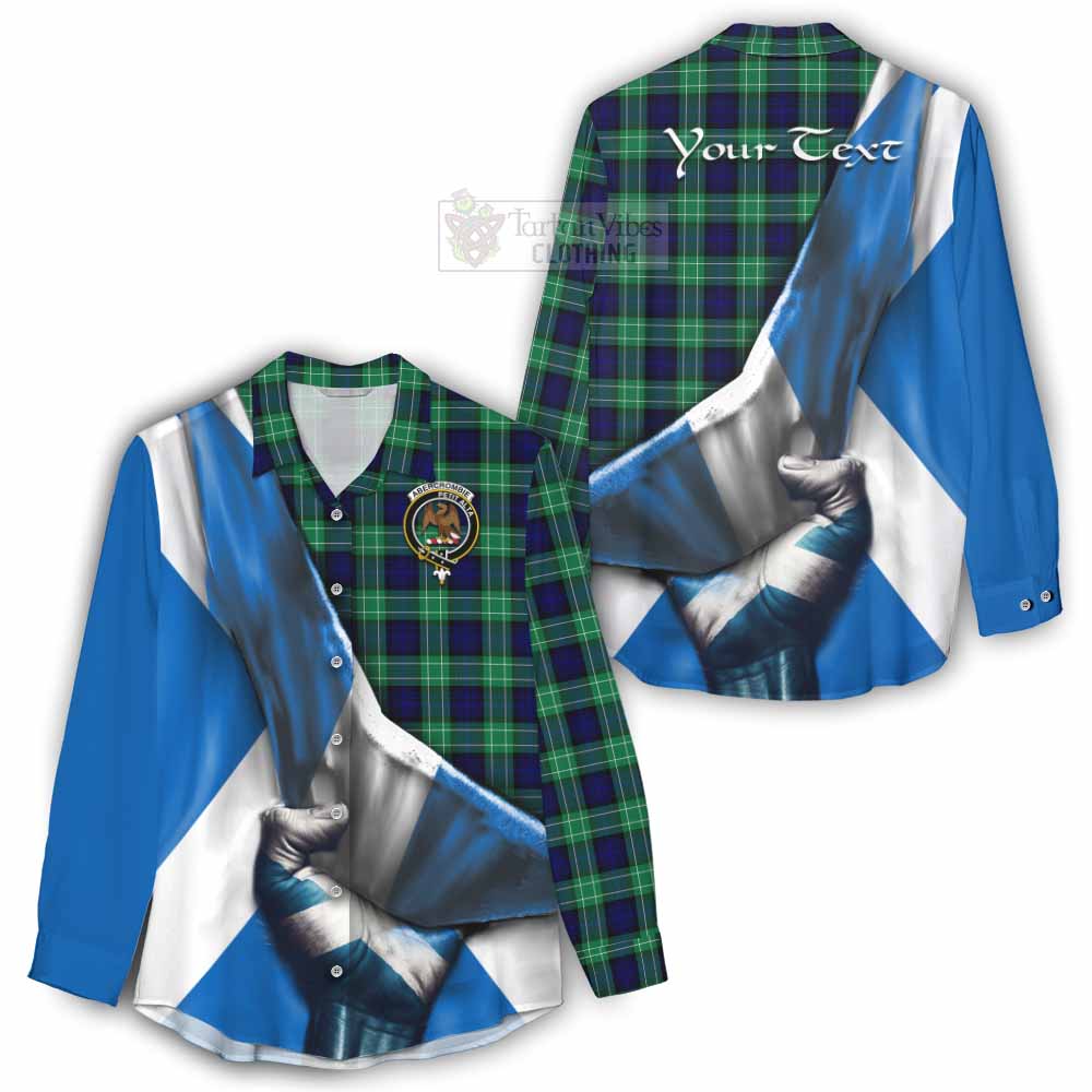 Tartan Vibes Clothing Abercrombie Tartan Women's Casual Shirt with Family Crest Scotland Patriotic Style