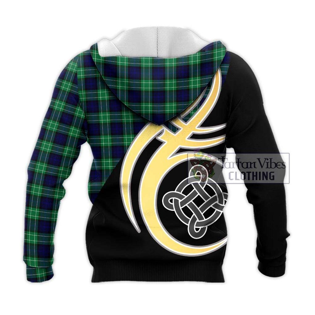 Abercrombie Tartan Knitted Hoodie with Family Crest and Celtic Symbol Style - Tartan Vibes Clothing