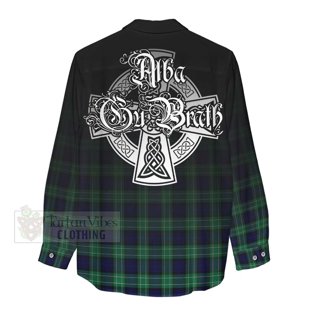 Tartan Vibes Clothing Abercrombie Tartan Women's Casual Shirt Featuring Alba Gu Brath Family Crest Celtic Inspired