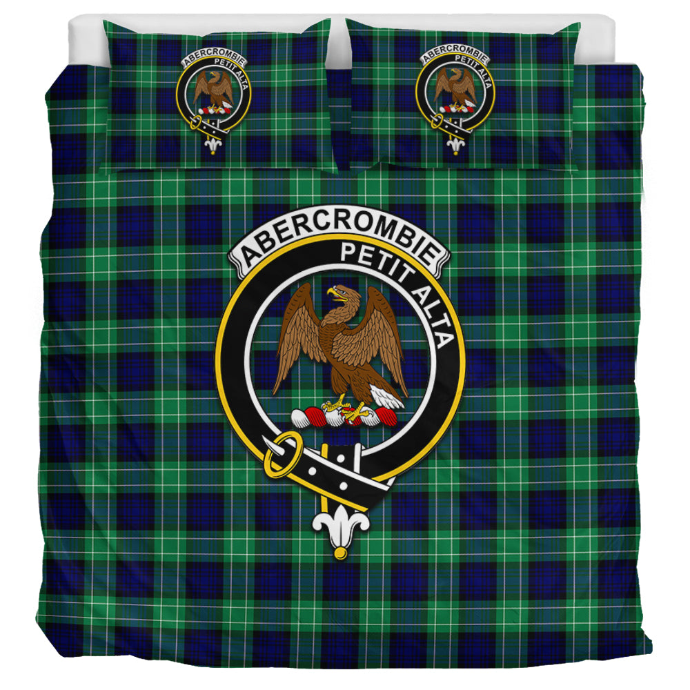 Abercrombie Tartan Bedding Set with Family Crest - Tartanvibesclothing