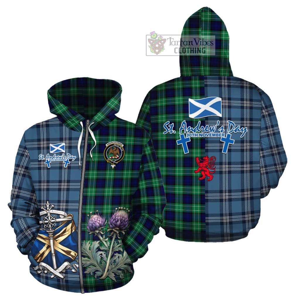 Tartan Vibes Clothing Abercrombie Tartan Cotton Hoodie Happy St. Andrew's Day Half Tartan Style